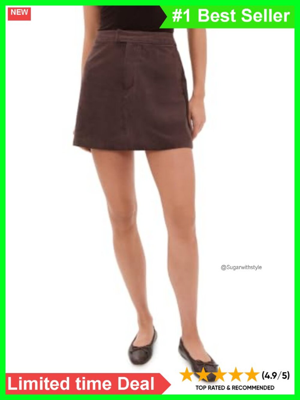 Faux Suede Mini Skirt Mid Rise Straight Hemline